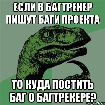 Если в багтрекер пишут баги проекта То куда постить баг о багтрекере?, Мем Филосораптор