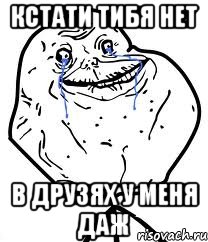 Кстати тибя нет В друзях у меня даж, Мем Forever Alone