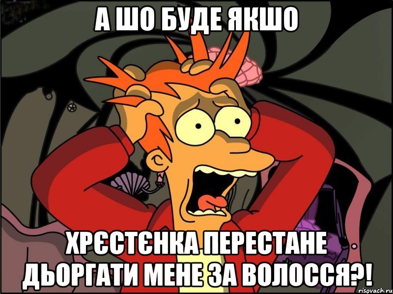 а шо буде якшо Хрєстєнка перестане дьоргати мене за волосся?!, Мем Фрай в панике