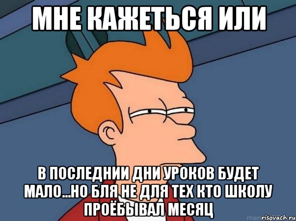 мне кажеться или в последнии дни уроков будет мало...но бля не для тех кто школу проёбывал месяц, Мем  Фрай (мне кажется или)