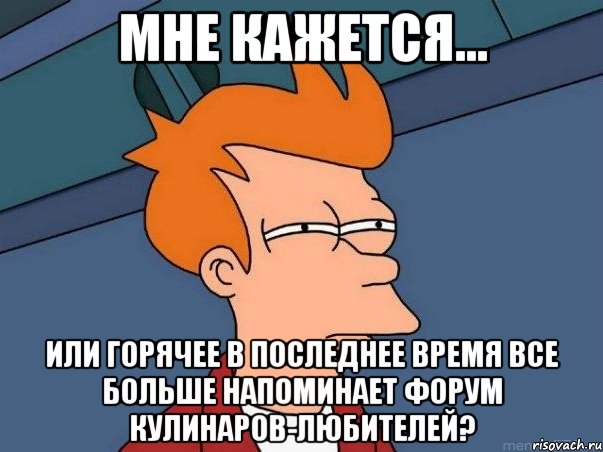 МНЕ КАЖЕТСЯ... ИЛИ ГОРЯЧЕЕ В ПОСЛЕДНЕЕ ВРЕМЯ ВСЕ БОЛЬШЕ НАПОМИНАЕТ ФОРУМ КУЛИНАРОВ-ЛЮБИТЕЛЕЙ?, Мем  Фрай (мне кажется или)