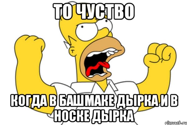 То чуство Когда в башмаке дырка и в носке дырка, Мем Разъяренный Гомер