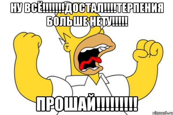 ну ВСЁ!!!!!!!ДОСТАЛ!!!!ТЕРПЕНИЯ БОЛЬШЕ НЕТУ!!!!! ПРОШАЙ!!!!!!!!!, Мем Разъяренный Гомер