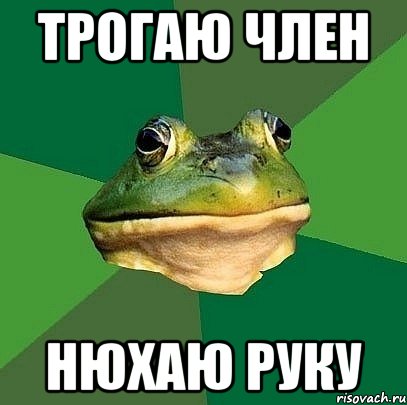 Трогаю член Нюхаю руку