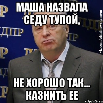 Маша назвала седу тупой, Не хорошо так... Казнить ее, Мем Хватит это терпеть (Жириновский)