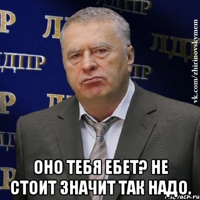  Оно тебя ебет? Не стоит значит так надо., Мем Хватит это терпеть (Жириновский)