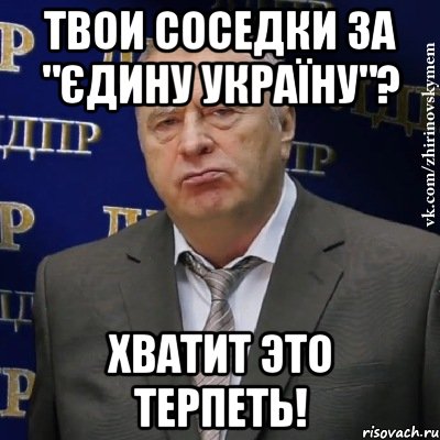 твои соседки за "Єдину Україну"? ХВАТИТ ЭТО ТЕРПЕТЬ!, Мем Хватит это терпеть (Жириновский)