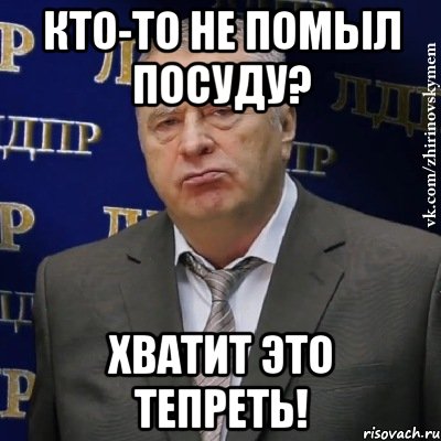 КТО-ТО НЕ ПОМЫЛ ПОСУДУ? ХВАТИТ ЭТО ТЕПРЕТЬ!, Мем Хватит это терпеть (Жириновский)