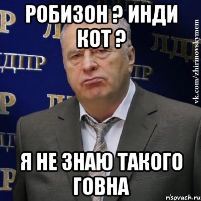 Робизон ? Инди кот ? Я не знаю такого говна, Мем Хватит это терпеть (Жириновский)