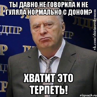 Ты давно не говорила и не гуляла нормально с Доном? Хватит это терпеть!, Мем Хватит это терпеть (Жириновский)