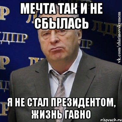 мечта так и не сбылась я не стал президентом, жизнь гавно, Мем Хватит это терпеть (Жириновский)