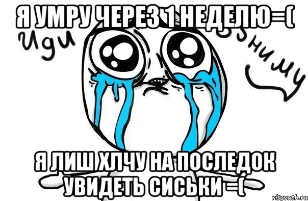 Я Умру через 1 неделю=( Я Лиш Хлчу На последок Увидеть Сиськи =(, Мем Иди обниму