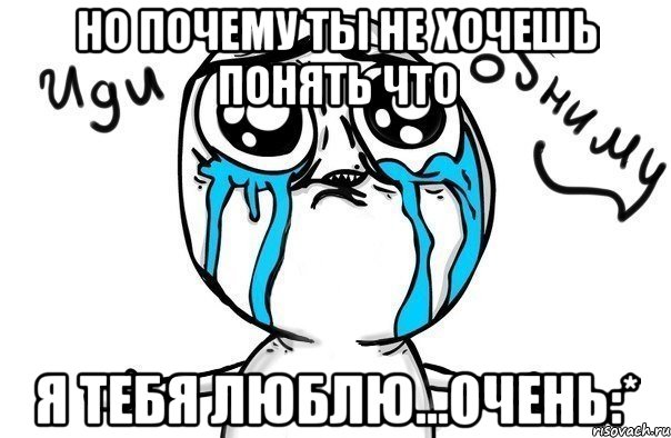 но почему ты не хочешь понять что Я ТЕБЯ ЛЮБЛЮ...ОЧЕНЬ:*, Мем Иди обниму