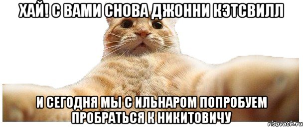 Хай! С Вами снова Джонни Кэтсвилл И сегодня мы с Ильнаром попробуем пробраться к Никитовичу, Мем   Кэтсвилл