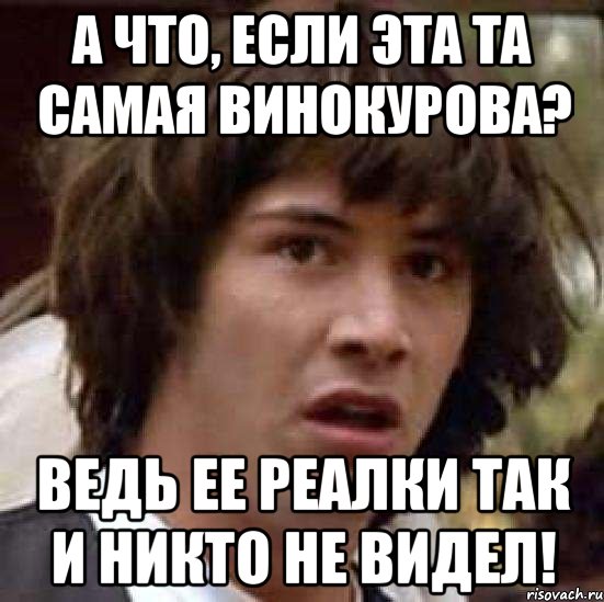 А что, если эта та самая Винокурова? Ведь ее реалки так и никто не видел!, Мем А что если (Киану Ривз)