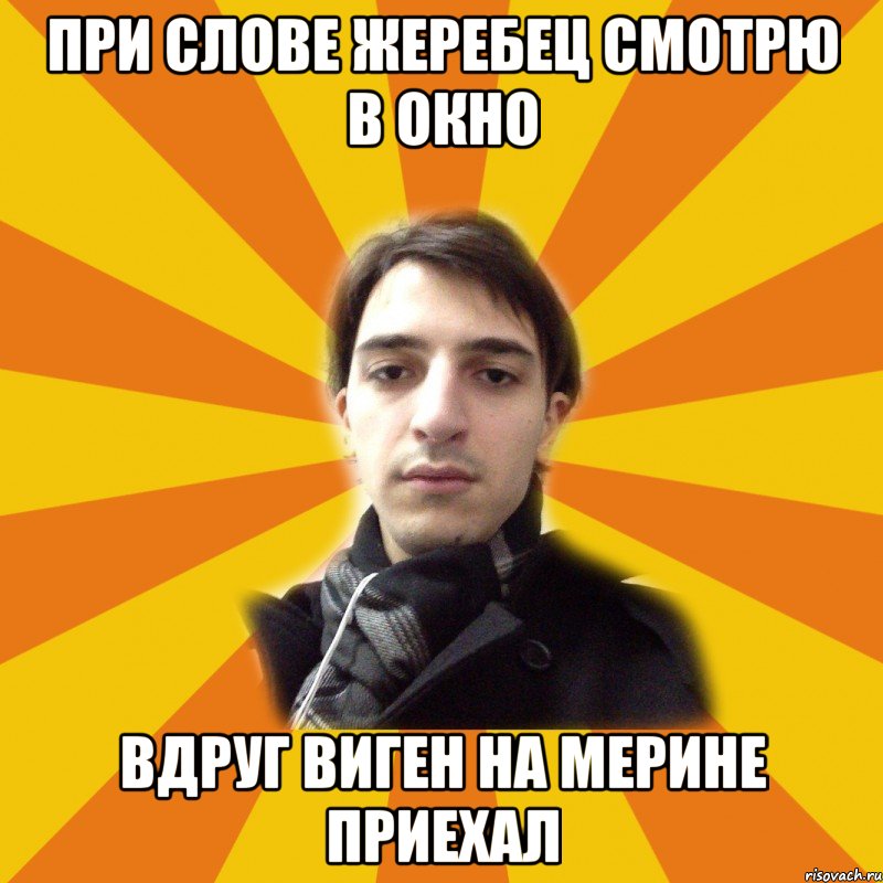 при слове жеребец смотрю в окно вдруг Виген на мерине приехал