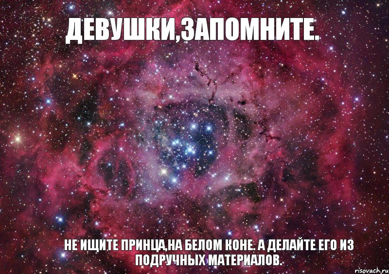 Девушки,запомните. Не ищите принца,на белом коне. А делайте его из подручных материалов., Мем Ты просто космос