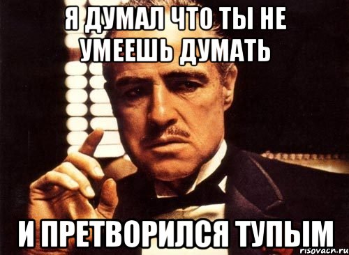 я думал что ты не умеешь думать и претворился тупым