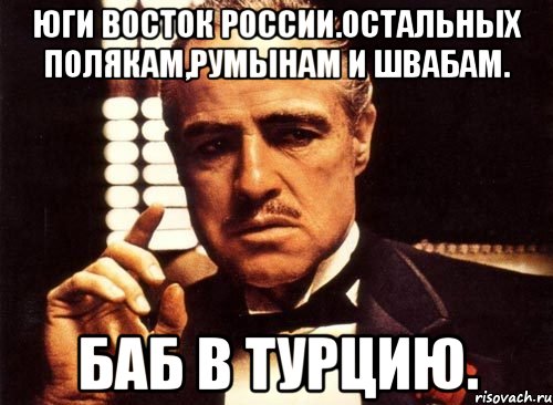 Юги восток россии.остальных полякам,румынам и швабам. Баб в турцию., Мем крестный отец