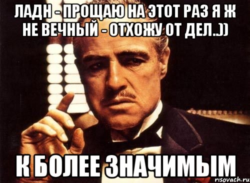 ладн - прощаю на этот раз я ж не вечный - отхожу от дел..)) к более значимым, Мем крестный отец