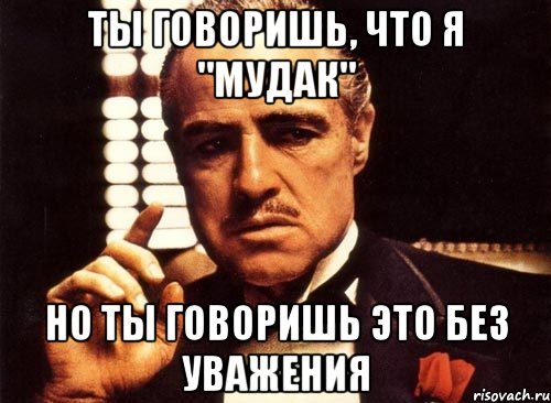Ты говоришь, что я "мудак" но ты говоришь это без уважения, Мем крестный отец
