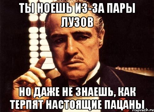 Ты ноешь из-за пары лузов но даже не знаешь, как терпят настоящие пацаны, Мем крестный отец