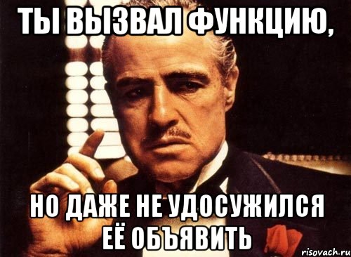 Ты вызвал функцию, но даже не удосужился её объявить, Мем крестный отец