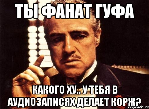 ТЫ ФАНАТ ГУФА КАКОГО ХУ.. У ТЕБЯ В АУДИОЗАПИСЯХ ДЕЛАЕТ КОРЖ?, Мем крестный отец