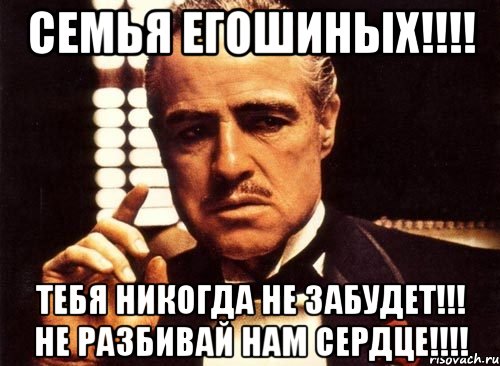 Семья Егошиных!!!! Тебя никогда не забудет!!! Не разбивай нам сердце!!!!, Мем крестный отец