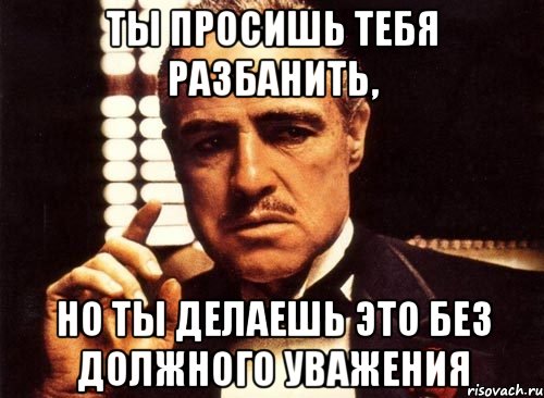 Ты просишь тебя разбанить, но ты делаешь это без должного уважения, Мем крестный отец