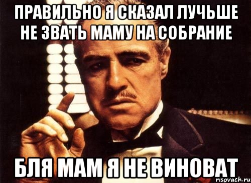 Правильно я сказал лучьше не звать маму на собрание Бля мам я не виноват