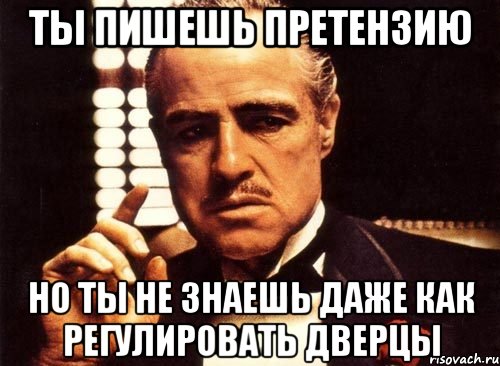 Ты пишешь претензию Но ты не знаешь даже как регулировать дверцы