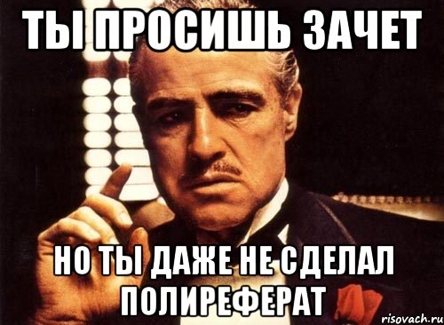 Ты просишь зачет Но ты даже не сделал Полиреферат