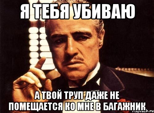 я тебя убиваю а твой труп даже не помещается ко мне в багажник, Мем крестный отец