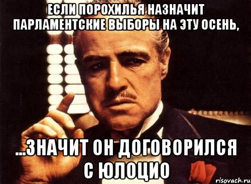 Если Порохилья назначит парламентские выборы на эту осень, ...значит он договорился с Юлоцио, Мем крестный отец