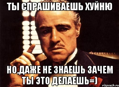 ТЫ СПРАШИВАЕШЬ ХУЙНЮ НО,ДАЖЕ НЕ ЗНАЕШЬ ЗАЧЕМ ТЫ ЭТО ДЕЛАЕШЬ=), Мем крестный отец