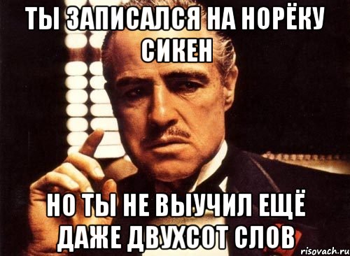 ты записался на норёку сикен но ты не выучил ещё даже двухсот слов, Мем крестный отец