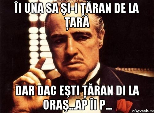 Îi una sa şi-i ţăran de la ţară Dar dac eşti ţăran di la oraş...ap îi p..., Мем крестный отец