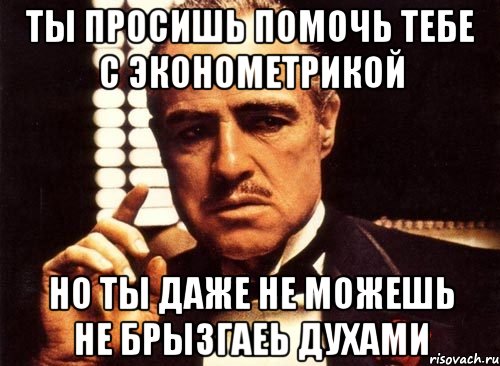 ты просишь помочь тебе с эконометрикой но ты даже не можешь не брызгаеь духами, Мем крестный отец