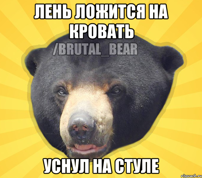Лень ложится на кровать Уснул на стуле
