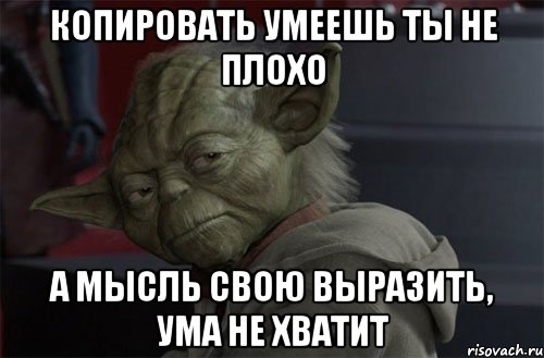 копировать умеешь ты не плохо а мысль свою выразить, ума не хватит