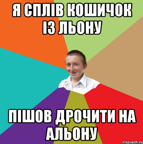 я сплів кошичок із льону пішов дрочити на альону