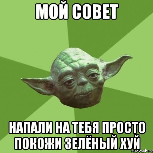 МОЙ СОВЕТ НАПАЛИ НА ТЕБЯ ПРОСТО ПОКОЖИ ЗЕЛЁНЫЙ ХУЙ, Мем Мастер Йода