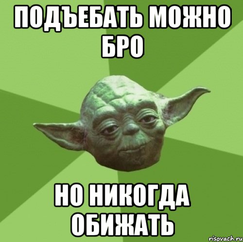 Подъебать можно бро Но никогда обижать, Мем Мастер Йода