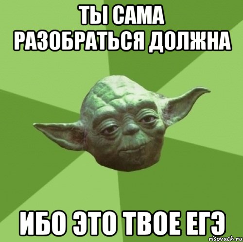 Ты сама разобраться должна Ибо это твое ЕГЭ, Мем Мастер Йода