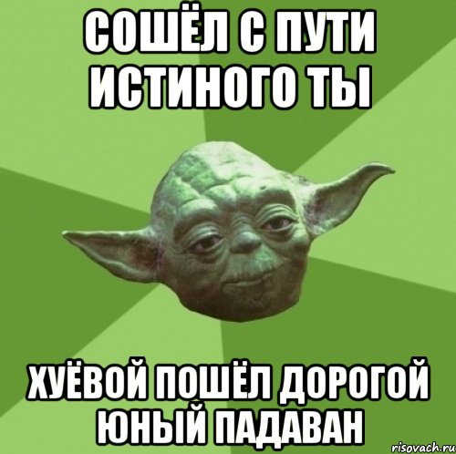 сошёл с пути истиного ты хуёвой пошёл дорогой юный падаван, Мем Мастер Йода