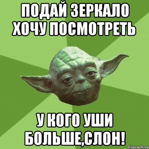 Подай зеркало хочу посмотреть у кого уши больше,СЛОН!, Мем Мастер Йода