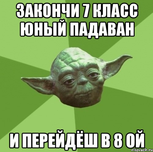 закончи 7 класс юный падаван и перейдёш в 8 ой, Мем Мастер Йода