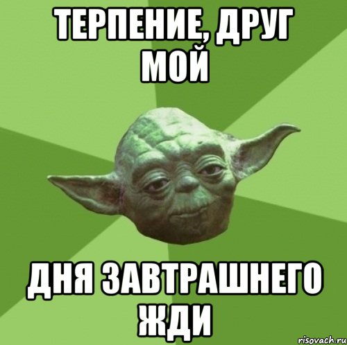 терпение, друг мой дня завтрашнего жди, Мем Мастер Йода