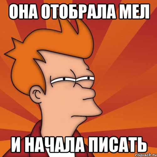 она отобрала мел и начала писать, Мем Мне кажется или (Фрай Футурама)